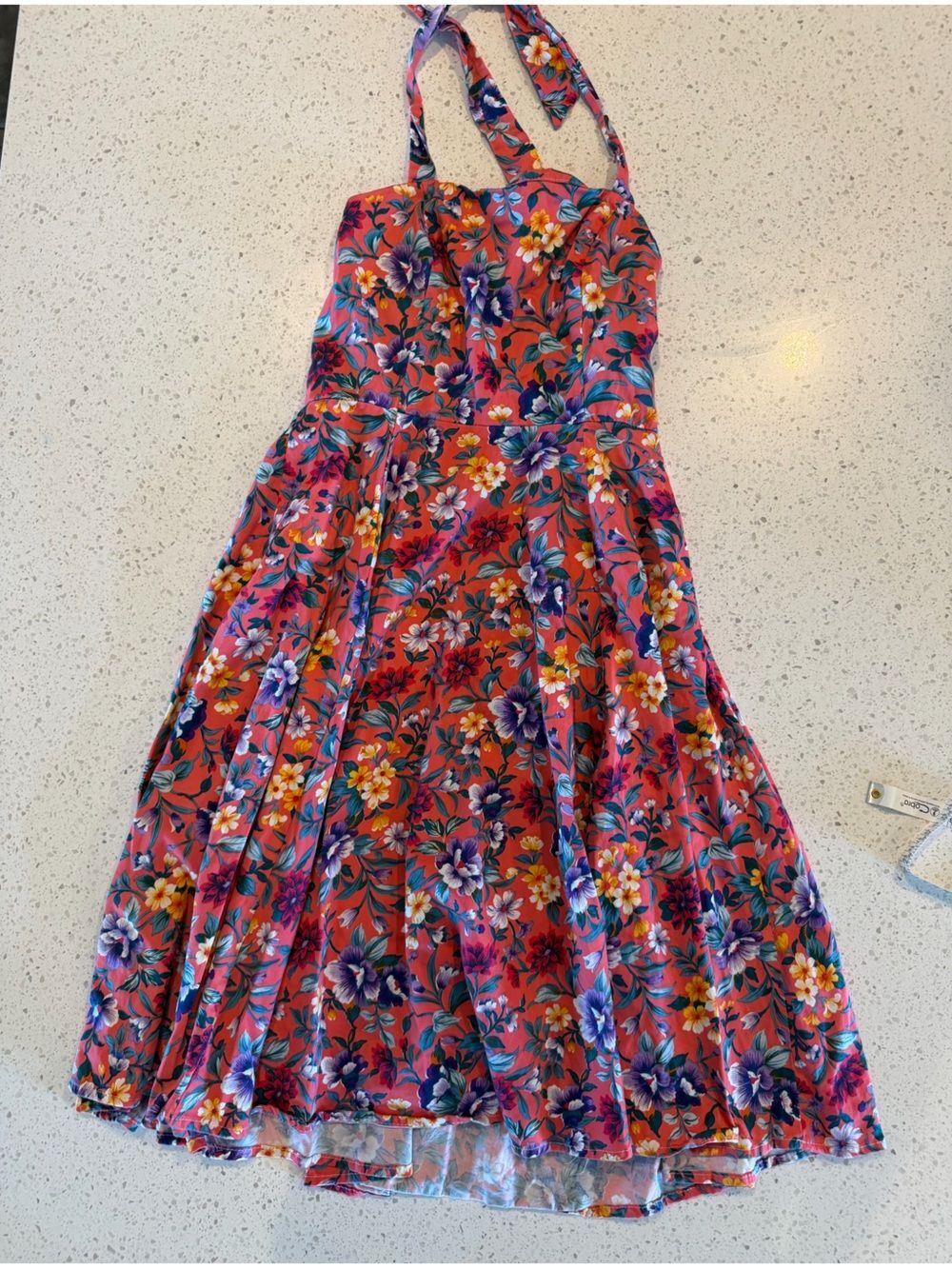 Hearts & Roses Halter-Neck Midi Dress in Coral Floral 8